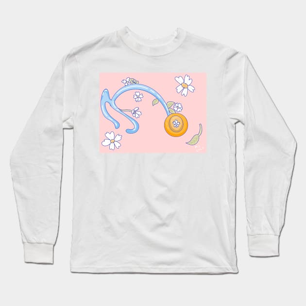 Flower Stethoscope Long Sleeve T-Shirt by Thedisc0panda